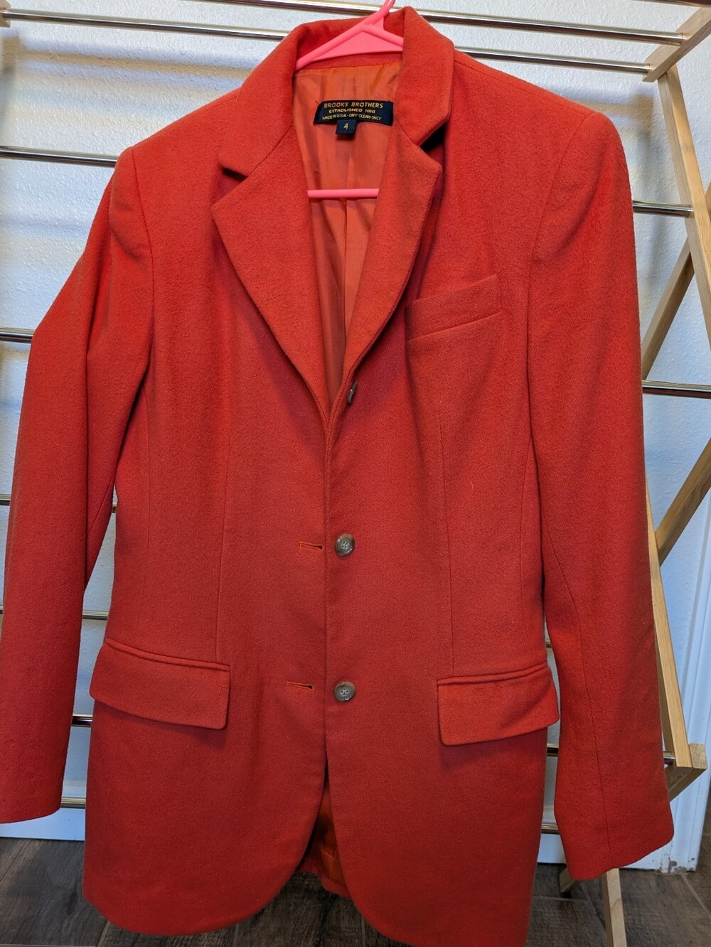 Brooks Brothers Orange Cashmere Wool Blend Women's Blazer